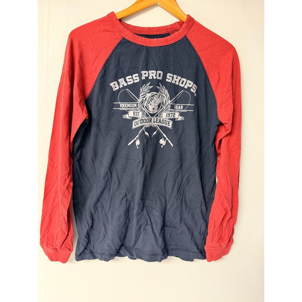 Bass Pro Shops Outdoor League Fishing Raglan Long Sleeve Shirt Men's Medium